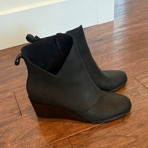 Toms Black Wedge Ankle Boots
